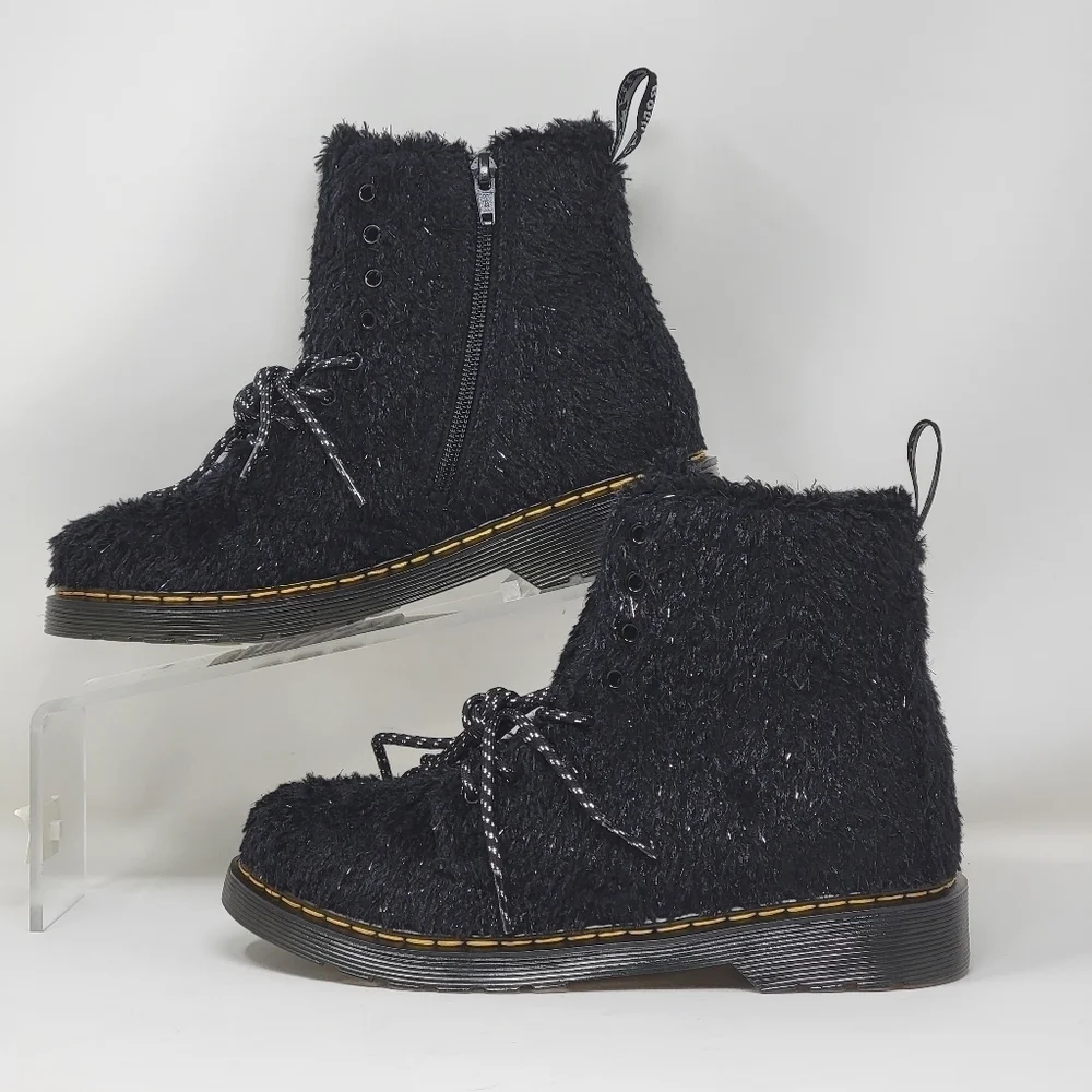 Dr. Martens 1460 PASCAL TINSEL FUR LACE UP BOOTS WOMENS US SIZE 5 NEW